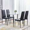 Set of 4 Black Dining Chairs Office Chairs Faux Leather Padded Seat Metal Frame