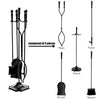 5PCS Fire Tools Set Iron Fireplace Fireside Companion Brush Poker Shovel & Tong