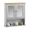 Bathroom Wall Cabinet Storage Cupboard with Mirror Wooden Shelves White Or Grey