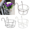 Round Metal Plant Flower Pots Fence Balcony Garden Hanging Rack Planter Basket