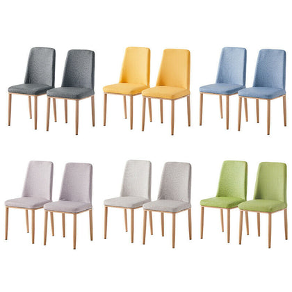 2 pcs Colorfull Faux Leather Dining Chairs Wood effect Metal Legs Dinning Room