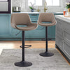 2 x Grey/Brown Bar Stools Swivel Padded Seats High Chairs Technology Cloth