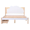 Wooden Bed Frame Storage Drawers 4ft6 Double Size Kids Bed with Cloud Headboard