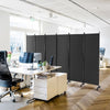 6-Panel Room Divider 172cm Folding Privacy Screen Rolling Portable Wall Divider