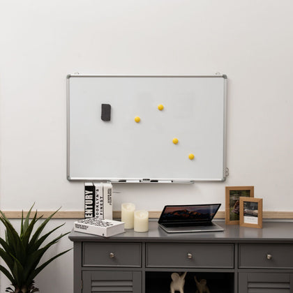 Double Sided Magnetic Whiteboard Aluminum Hanging Board W/ Magnets Pens & Eraser