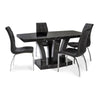 Marble Effect MDF Dining Table with 6 chairs in Black-white, Full black, Brown