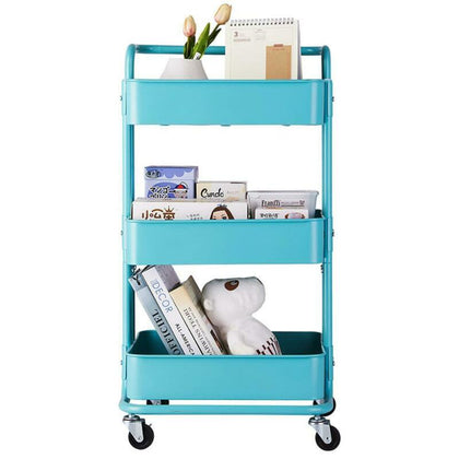 3-Tier Kitchen Trolley Cart Metal Storage Tower Rack Bathroom Shelf Casters