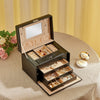 Mondeer 4 Tier Large Jewellery Box Jewelry Case with Lock Mirror and 3 Drawers