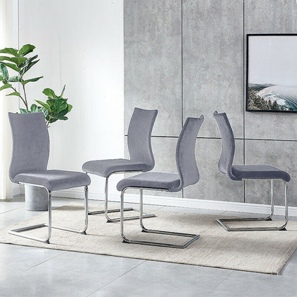 Modern Set of 4 Velvet Dining Chairs Ergonomic Design for Home Kitchen/Busine