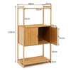 2 Tier Bamboo Bathroom Storage Cabinet Freestanding Cupboard Display Rack 2-Door