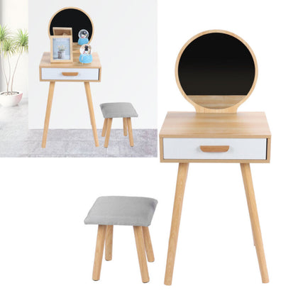 Modern Dressing Table Stool Vanity Set Makeup Desk with Mirror Drawer Stool