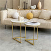 Elegant Minimalist Marble Nest of Table End Bedside Table with Sturdy Gold Frame