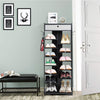 7+6 Tier Wooden Shoe Storage Rack Entryway Display Organizer with Drawer & Hooks