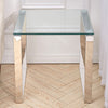 Living Room Tables Tempered Glass Coffee Tea Side Concole Table With Chrome Legs