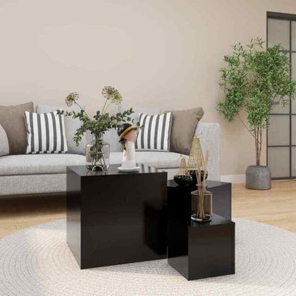 Living Room Modern Side Tables 3 pcs Black Chipboard