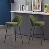 2x Bar Stools Velvet Breakfast Chairs Footrest Barstool with Spring Cushion