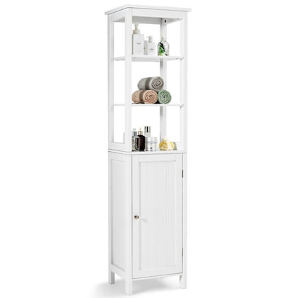 3-Tier Shelf Bathroom High Cabinet Freestanding Floor Storage Cabinet Organizer