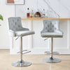 Set of 2 Modern Velvet Bar Stools Breakfast Home Kitchen Chair Bar Bistro Grey