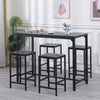 5Pcs Black Marble Bar Table & 4 Stools Breakfast Kitchen Dining Set Bar Bistro