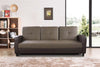 Sofa Bed Faux Leather with Cup holder and Armrests 3 Seater Black Brown Ash Grey