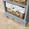 Chest 4 Drawers Hallway Furniture Storage Organiser Grey Wooden Wicker Baskets