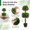 2PCS Artificial Boxwood Topiary Ball Tree Faux Potted Double Ball Boxwood Plant