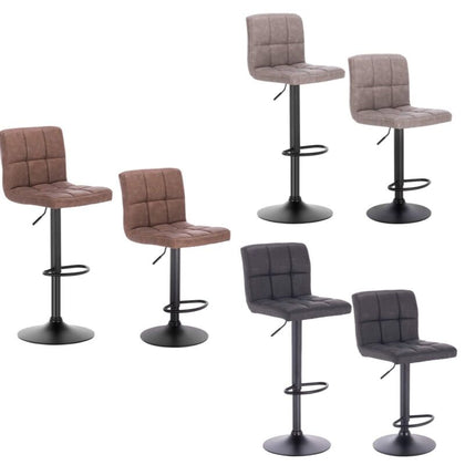 2x Bar Stools Breakfast Chairs Leather Adjustable Height Swivel Lift for Kitchen