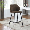 2pcs Bar Stools Dining Chairs Barstools Faux Leather Brown Upholstered Seat