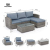 Rattan Garden Corner Sofa Set Lounge w/Cushions Outdoor Patio Furniture Grey