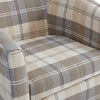 Modern Tartan Fabric Tub Chair Beige or Grey Armchair Occasional Accent Chair