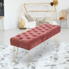 Long Seat Bench Dining Chairs Soft Velvet Padded Golden Steel Legs Lounge Stool