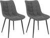 2x Dining Chairs Linen Padded Seat Metal Legs Kitchen Chairs Home Office