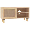 vidaXL TV Cabinet Solid Wood Pine and Natural Rattan Strong stability durable