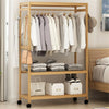 Upgrade Rolling Clothes Rail Hanging Garment Rack Stand 2Tier Shoe Storage Shelf