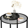 Modern Round Tempered Glass Coffee Table Accent End Table Apartment Space Saving