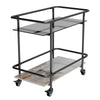 Stylish Layer Marble Drinks Trolley Glass Shelves Eye Catching Black With Castor