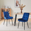 2x Blue Dining Chairs Velvet High Back Padded Seat Dining Room Chairs Modern