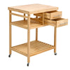 Wood Portable Kitchen Storage Cart Trolley on Wheels Bar Serving Cart Unit Home