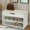 Shoe Bench Storage Rack Shelf Wooden Shoes Cabinet with Soft Seat Hallway Bench