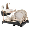 2Tier Rose Gold Dish Drainer Cutlery Cup Plates Holder Sink Rack Drip Tray Decor