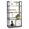 4-Tier Folding Bookshelf Industrial Bookcase Storage Organizer Display Stand