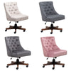 Retro Computer Desk Chair Velvet/Linen Lift Swivel Chair Home Office Button Back