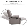 Adjustable Back &Footrest Padded PU Leather Manual Reclining Armchair Sofa Chair