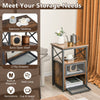 3-tier Industrial Nightstand Wooden Bedside Table End Table w/ 2 Flip Drawers