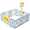 12+2 Panels Baby Playpen Foldable Kids Safety Activity Center & Basketball Hoop