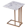 Extendable Side Sofa Table, End Table for Living Room, White Marble