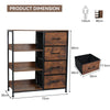 Fabric Chest of Drawers 4-Drawer Dresser Industrial Storage Cabinet with Shelves