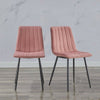 2 Pcs Pink Velvet Dining Chairs Metal Leg Padded Seat Kitchen Dining Room Chairs