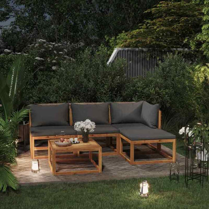 5 Piece Garden Set with Cushions Solid Wood Acacia (UK/IE/FI/NO M9L3