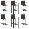 7 Piece Outdoor Bar Set with Armrest Poly Rattan Brown S4Z7
